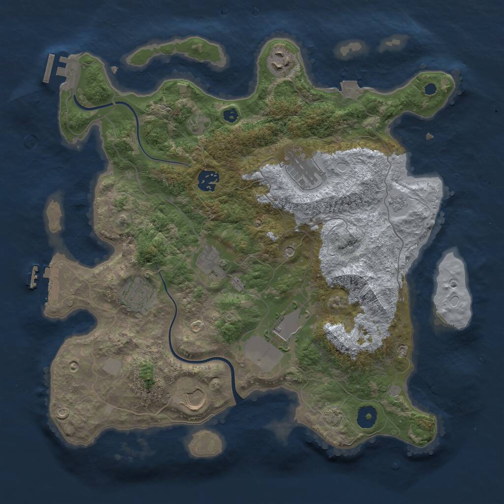 Rust Map: Procedural Map, Size: 3500, Seed: 1183198740, 13 Monuments