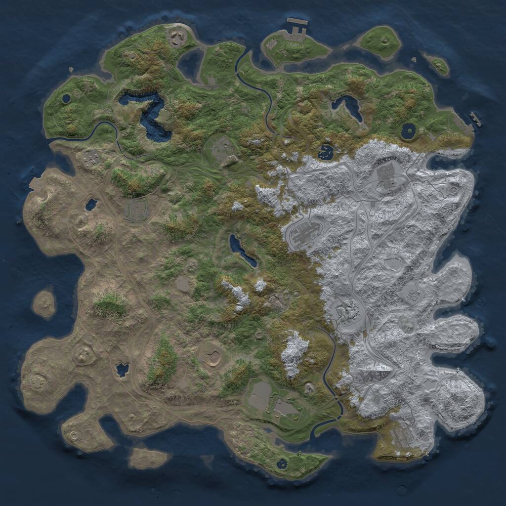 Rust Map: Procedural Map, Size: 4900, Seed: 1837462946, 17 Monuments