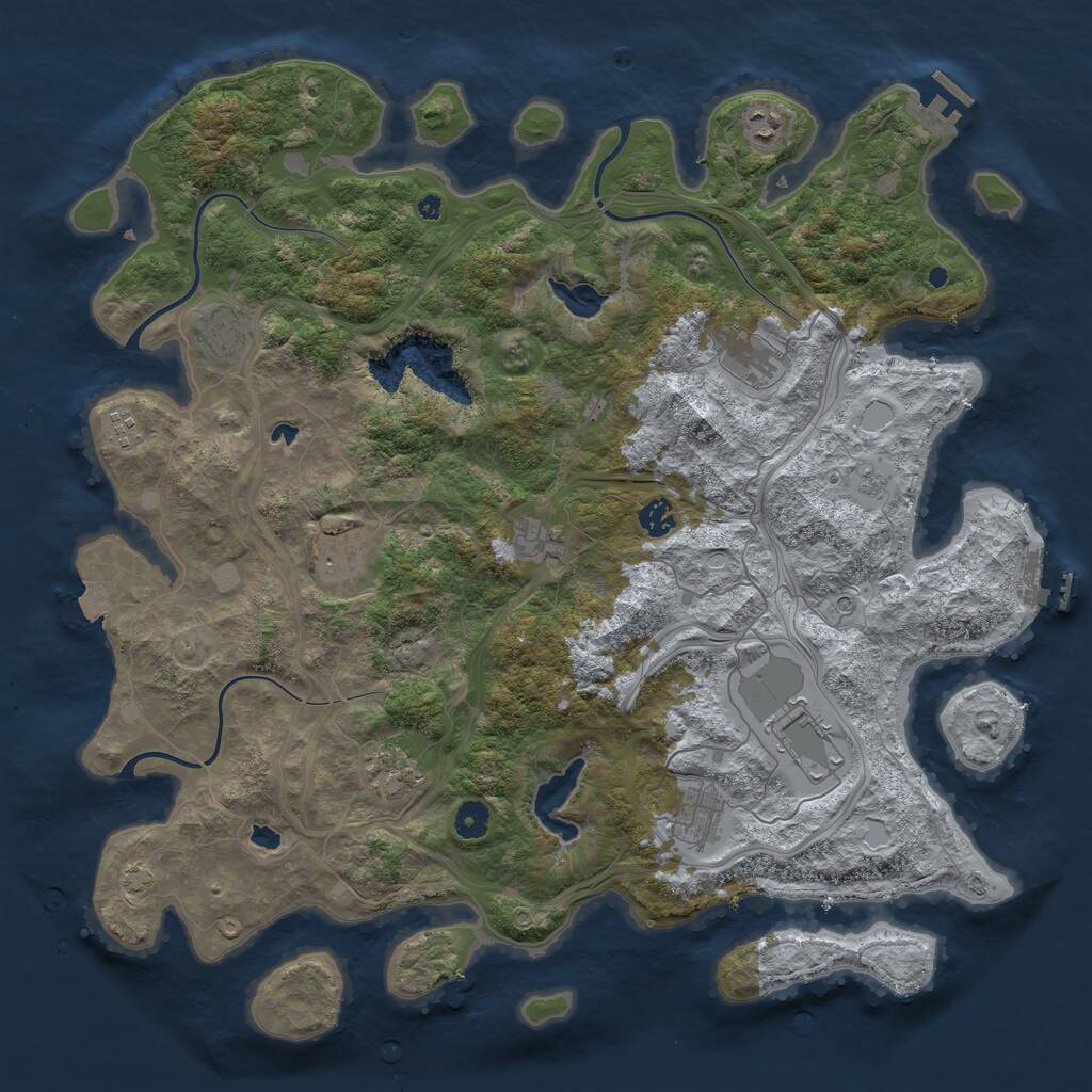 Rust Map: Procedural Map, Size: 4500, Seed: 1838224612, 16 Monuments