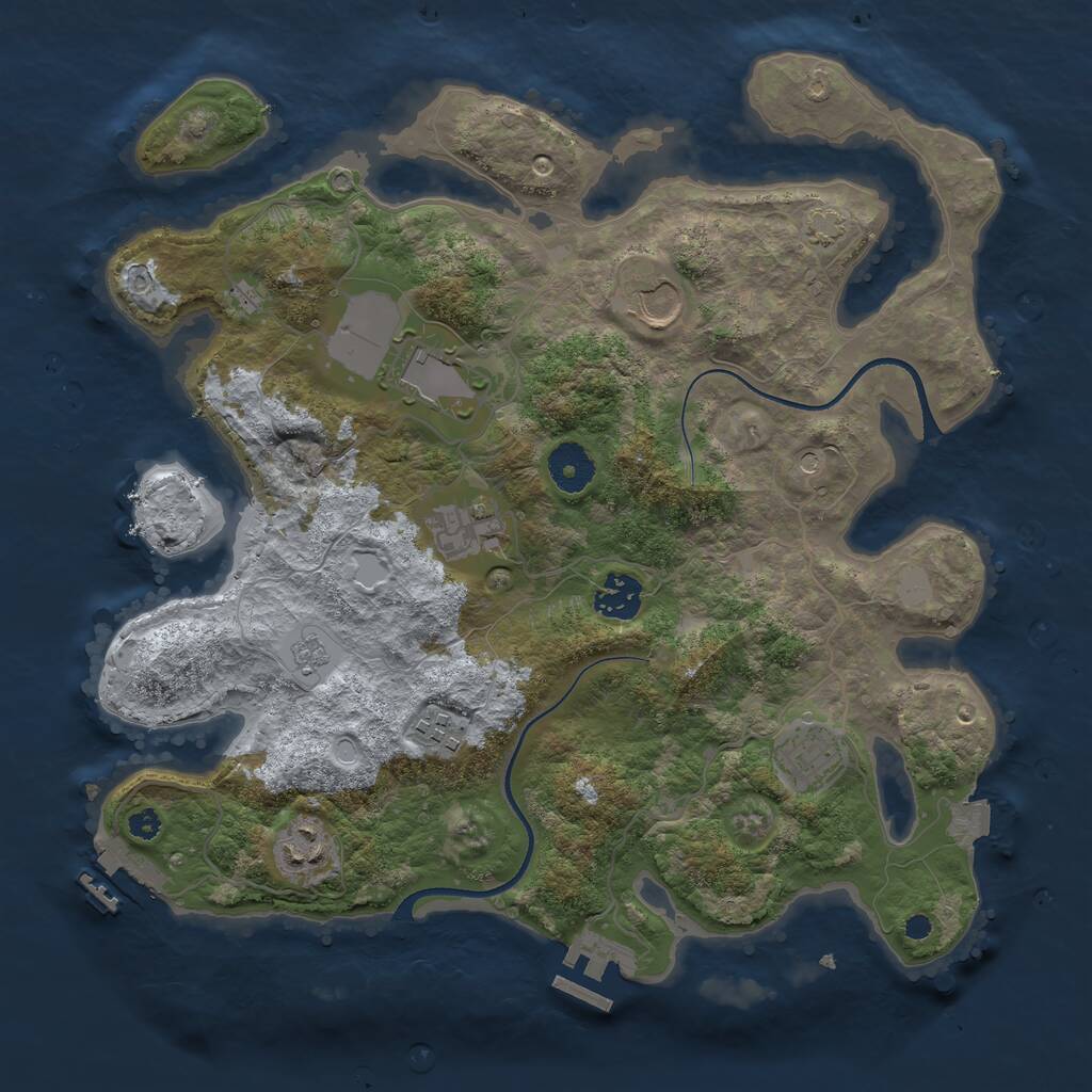 Rust Map: Procedural Map, Size: 3500, Seed: 159065756, 13 Monuments