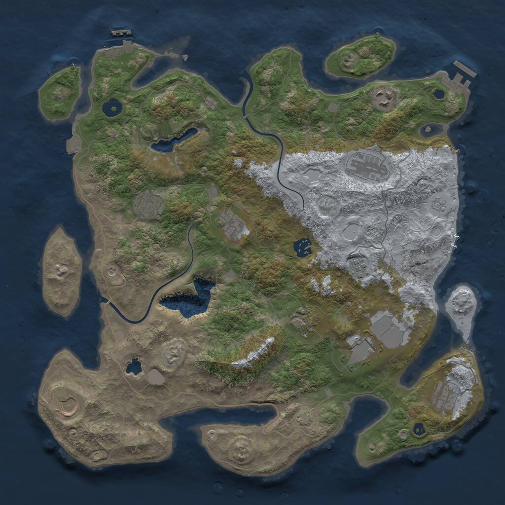 Rust Map: Procedural Map, Size: 4000, Seed: 1121377872, 16 Monuments