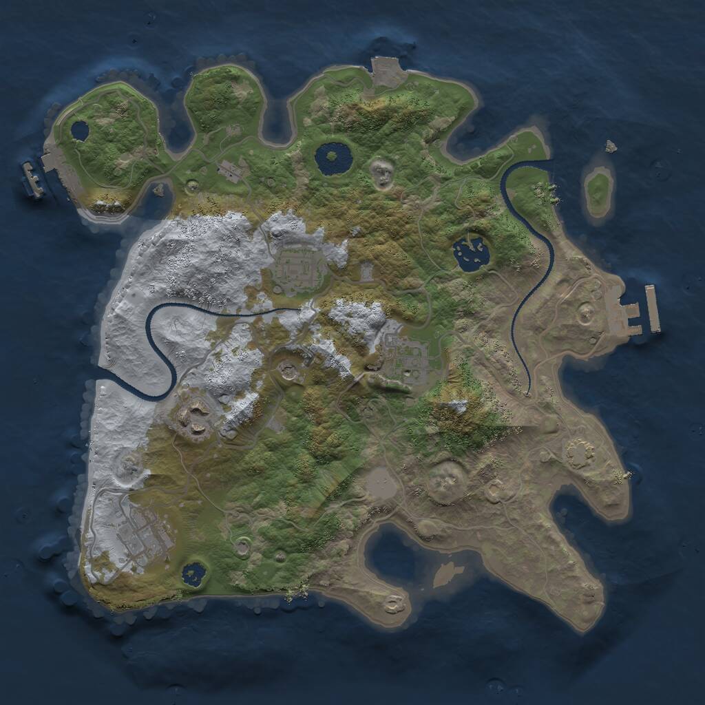 Rust Map: Procedural Map, Size: 3000, Seed: 91082, 10 Monuments