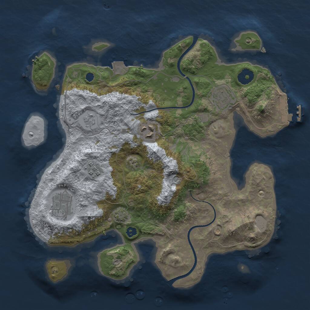 Rust Map: Procedural Map, Size: 3000, Seed: 2076020219, 9 Monuments