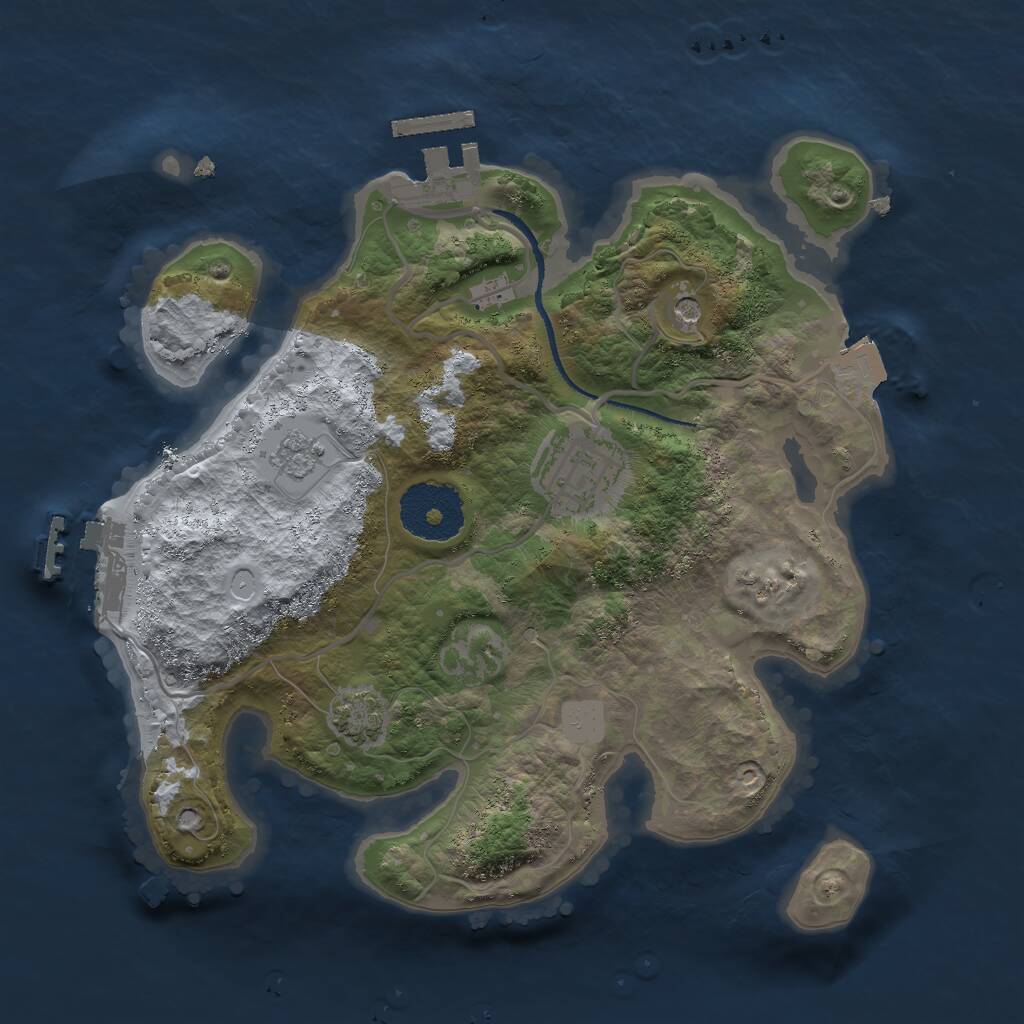 Rust Map: Procedural Map, Size: 2500, Seed: 54541685, 7 Monuments