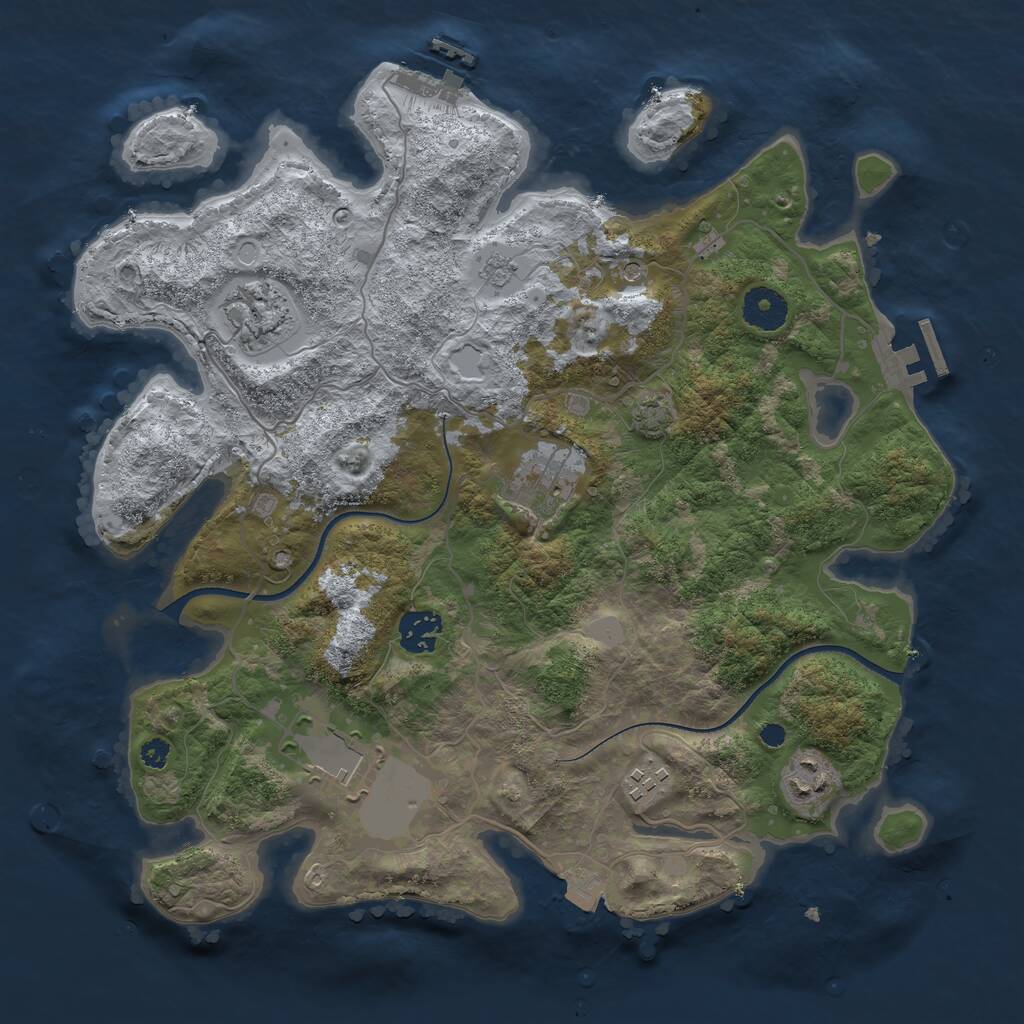 Rust Map: Procedural Map, Size: 3500, Seed: 29112024, 12 Monuments