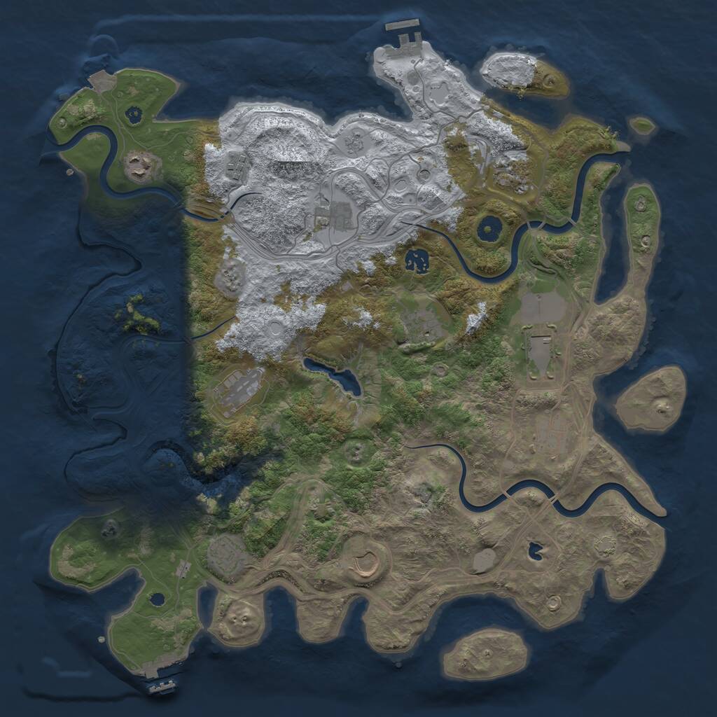 Rust Map: Procedural Map, Size: 4250, Seed: 1042071706, 17 Monuments
