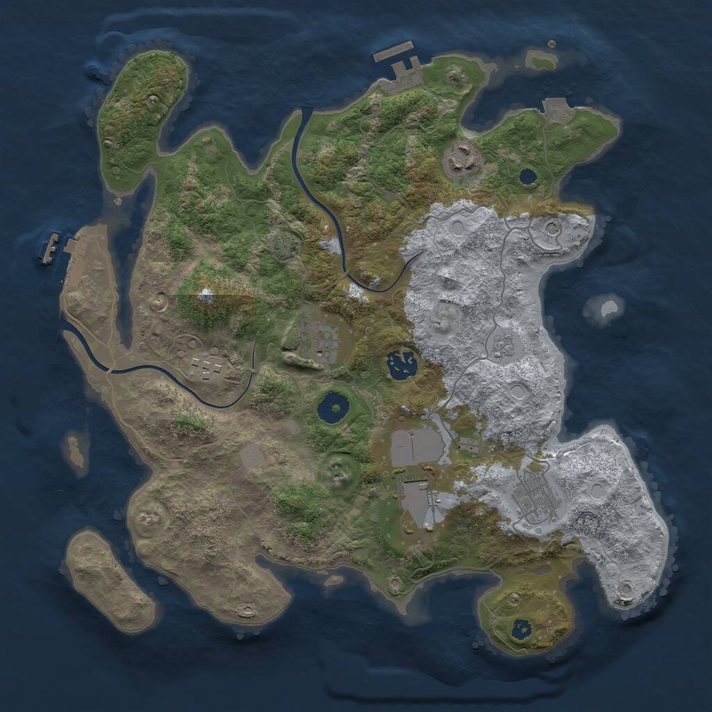 Rust Map: Procedural Map, Size: 3500, Seed: 1594872114, 12 Monuments