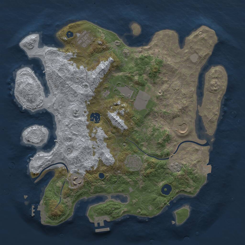 Rust Map: Procedural Map, Size: 3500, Seed: 1554466635, 13 Monuments