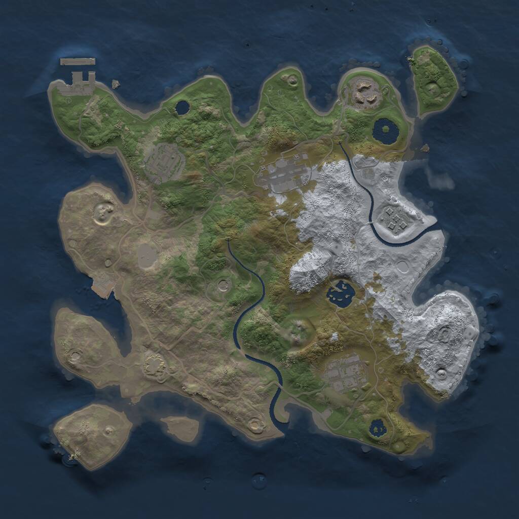 Rust Map: Procedural Map, Size: 3000, Seed: 29932, 10 Monuments