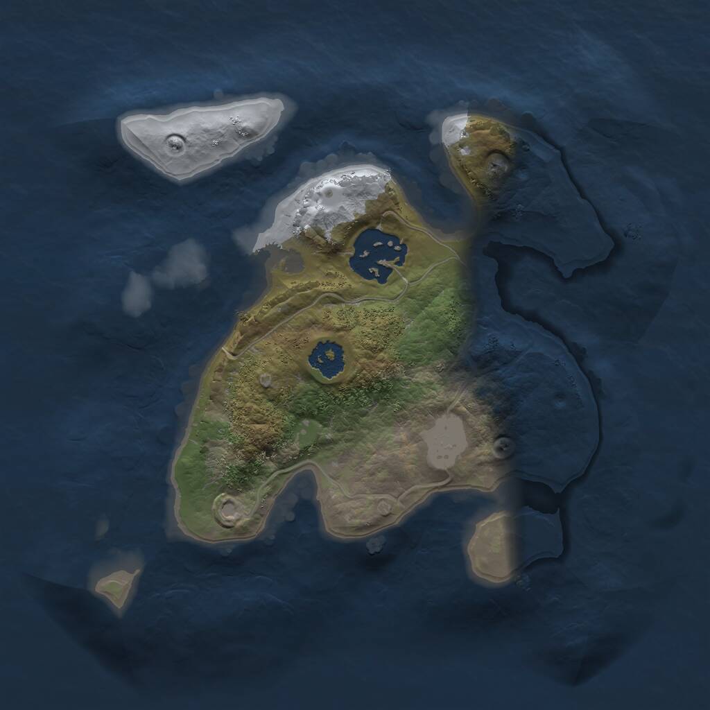 Rust Map: Procedural Map, Size: 2000, Seed: 1051402681, 2 Monuments