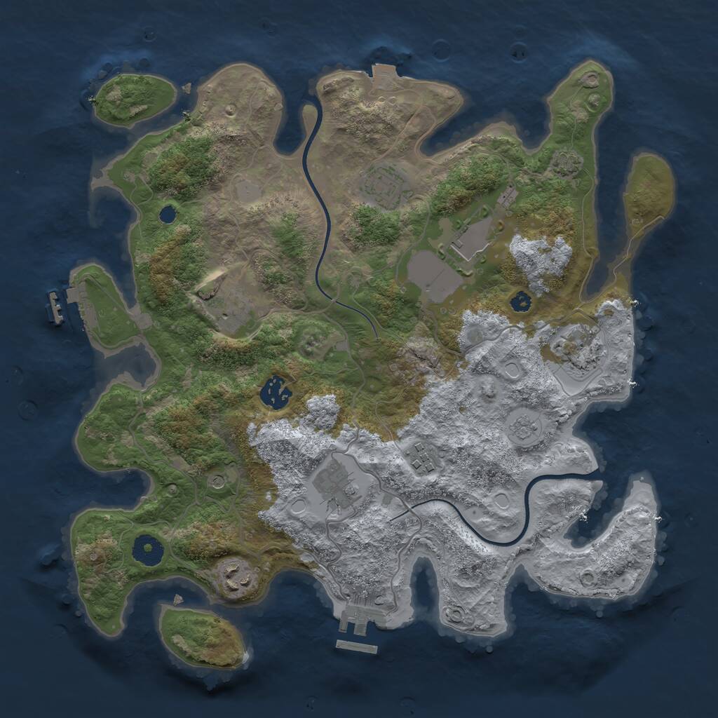 Rust Map: Procedural Map, Size: 3500, Seed: 932281116, 14 Monuments