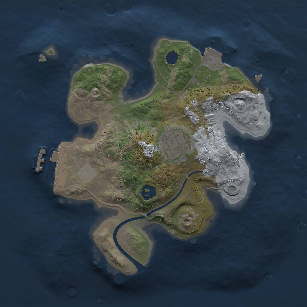 Rust Map: Procedural Map, Size: 2000, Seed: 2033396359, 3 Monuments