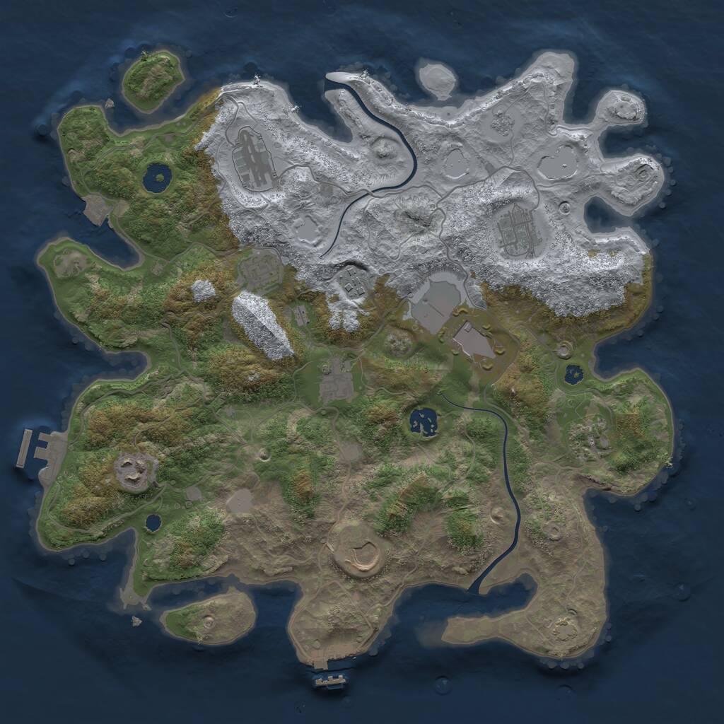 Rust Map: Procedural Map, Size: 3750, Seed: 1591385595, 15 Monuments