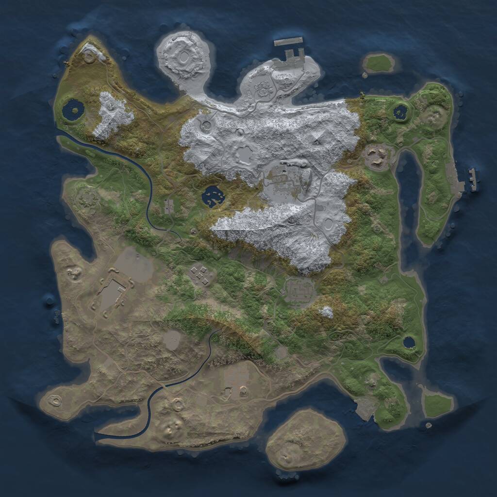 Rust Map: Procedural Map, Size: 3500, Seed: 784036196, 13 Monuments