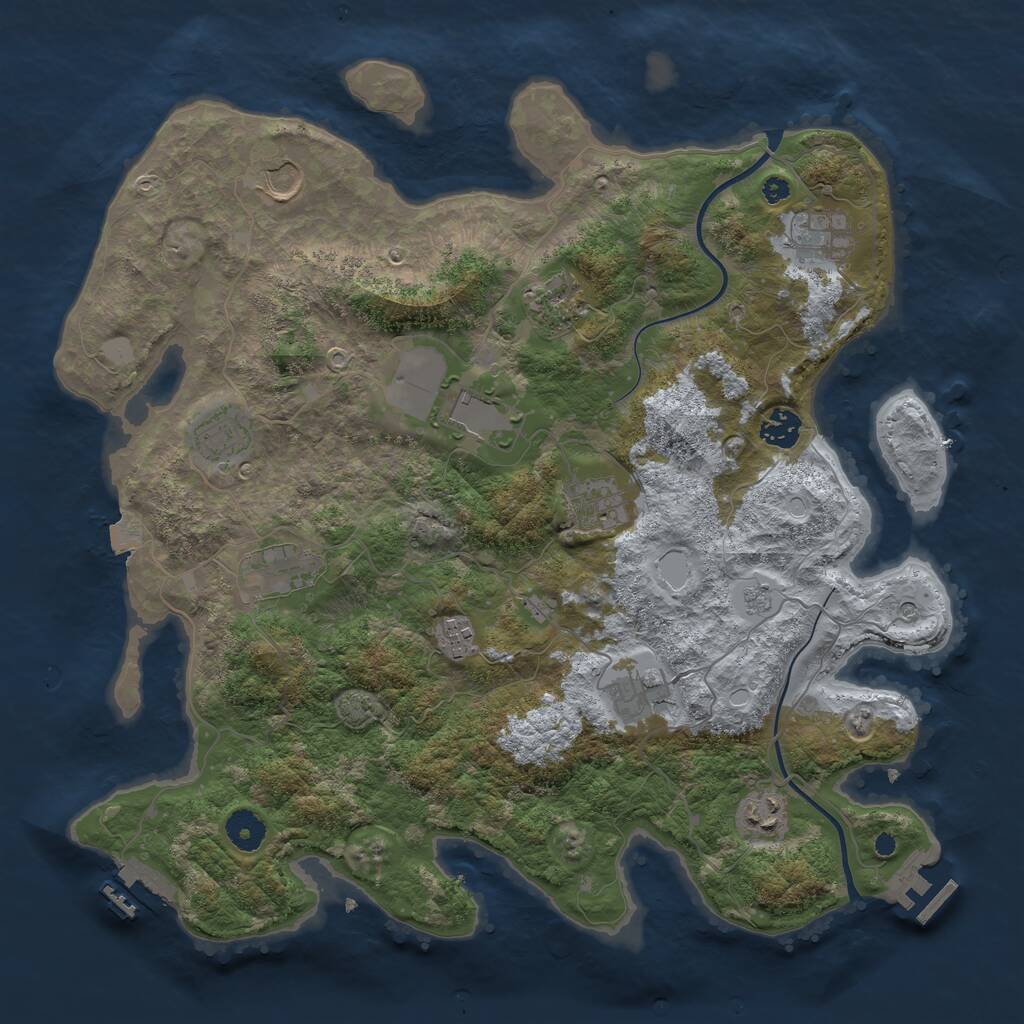 Rust Map: Procedural Map, Size: 3900, Seed: 1437255388, 17 Monuments