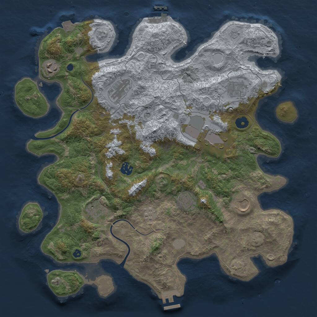 Rust Map: Procedural Map, Size: 3850, Seed: 409182079, 15 Monuments
