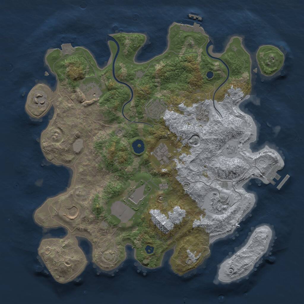 Rust Map: Procedural Map, Size: 3500, Seed: 1789536470, 14 Monuments