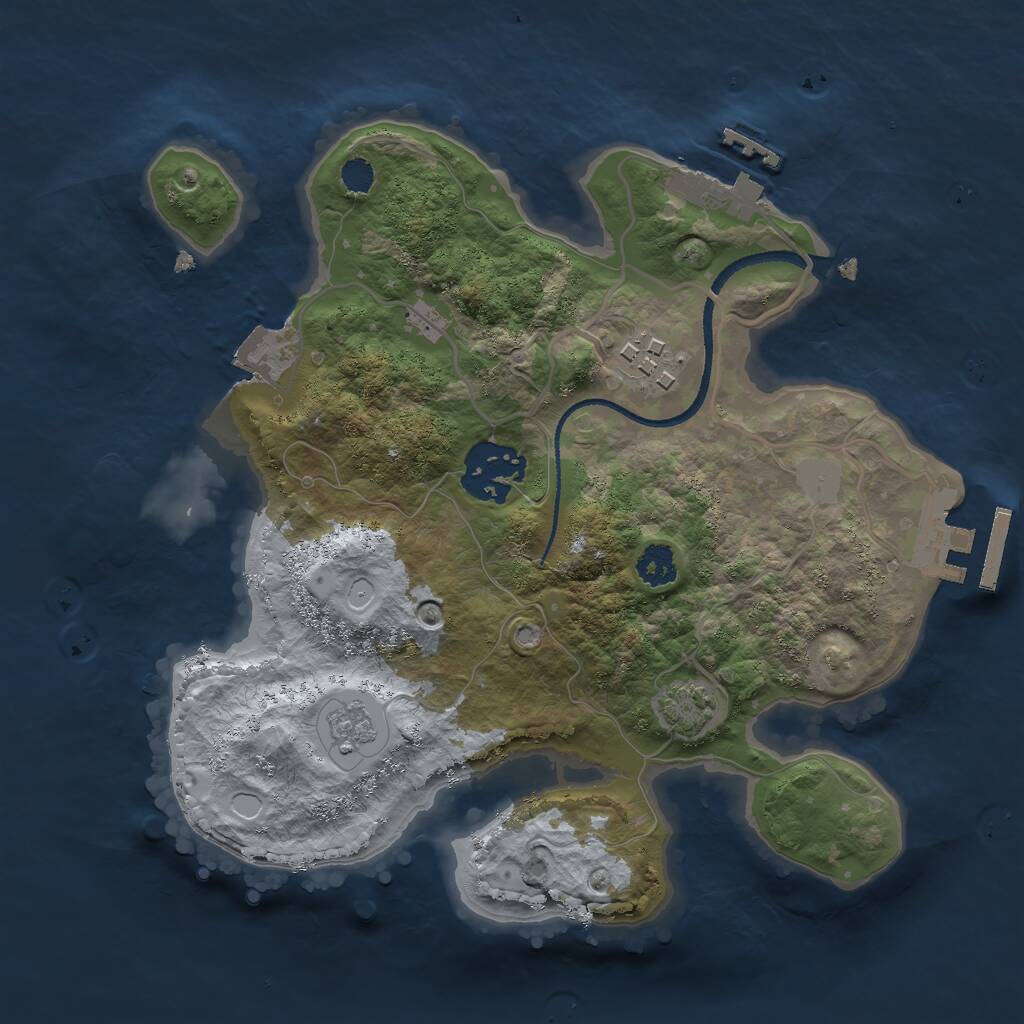 Rust Map: Procedural Map, Size: 2500, Seed: 868975856, 7 Monuments