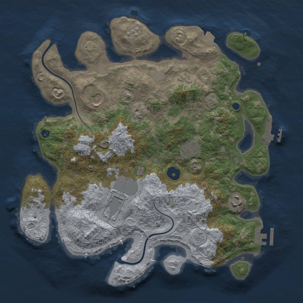 Rust Map: Procedural Map, Size: 3500, Seed: 214193590, 11 Monuments