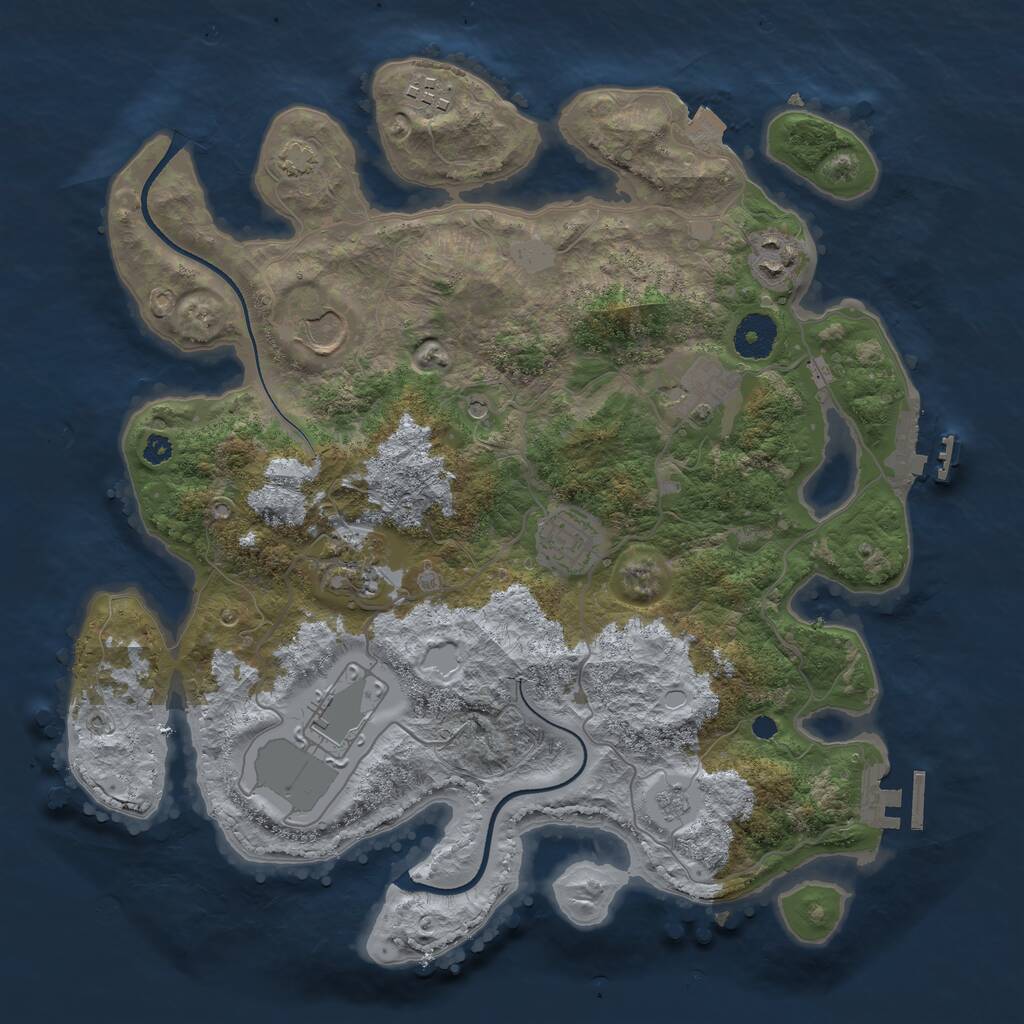 Rust Map: Procedural Map, Size: 3500, Seed: 214193590, 13 Monuments