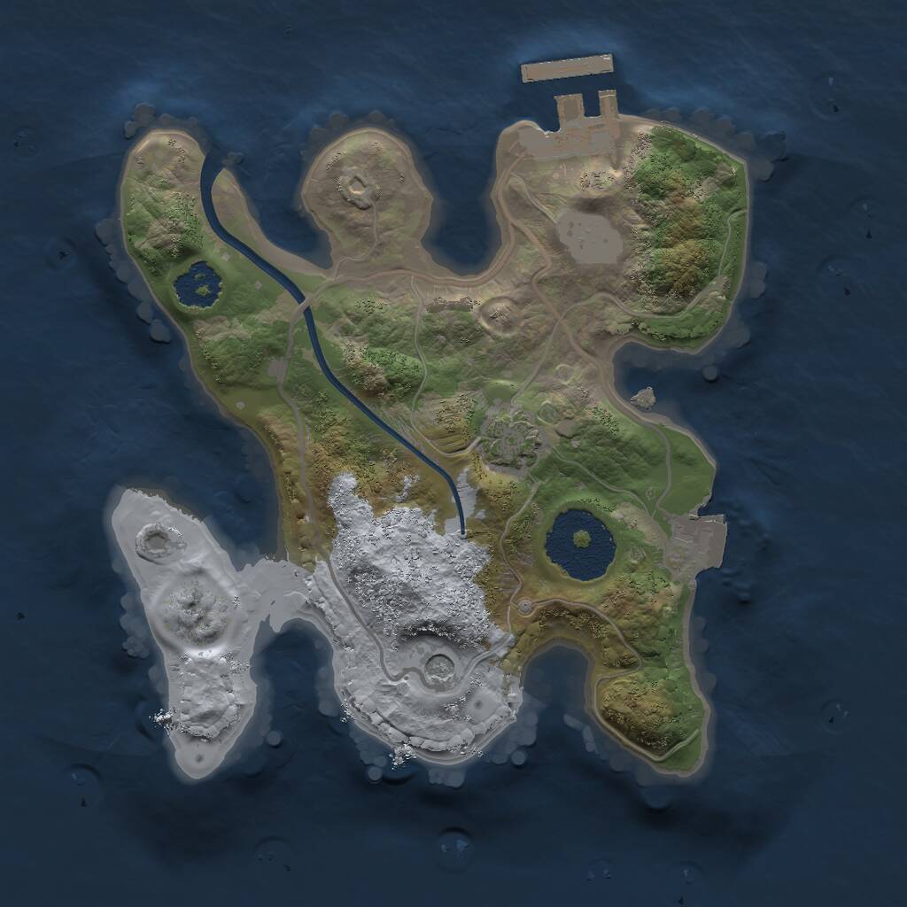 Rust Map: Procedural Map, Size: 1999, Seed: 3, 4 Monuments