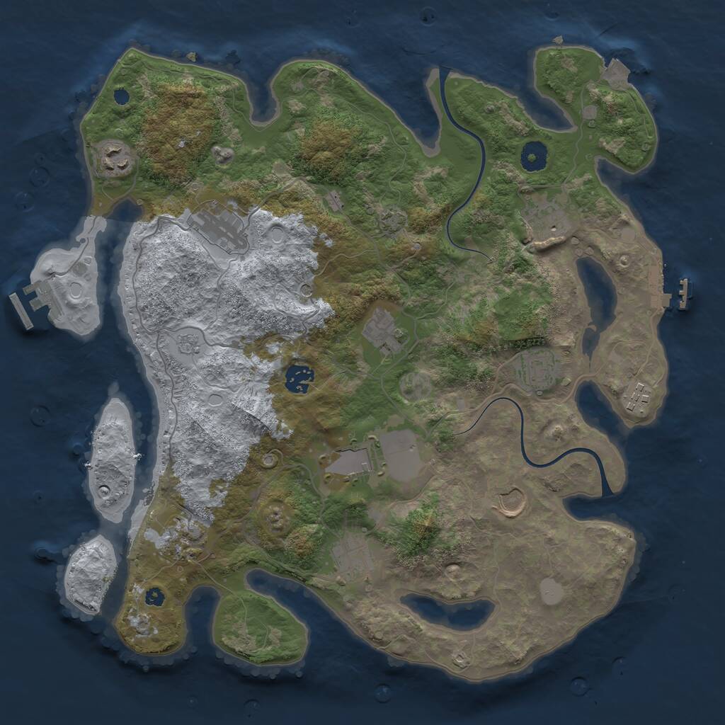 Rust Map: Procedural Map, Size: 3750, Seed: 41278464, 17 Monuments