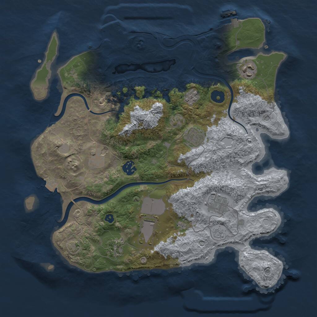 Rust Map: Procedural Map, Size: 3500, Seed: 990687722, 14 Monuments