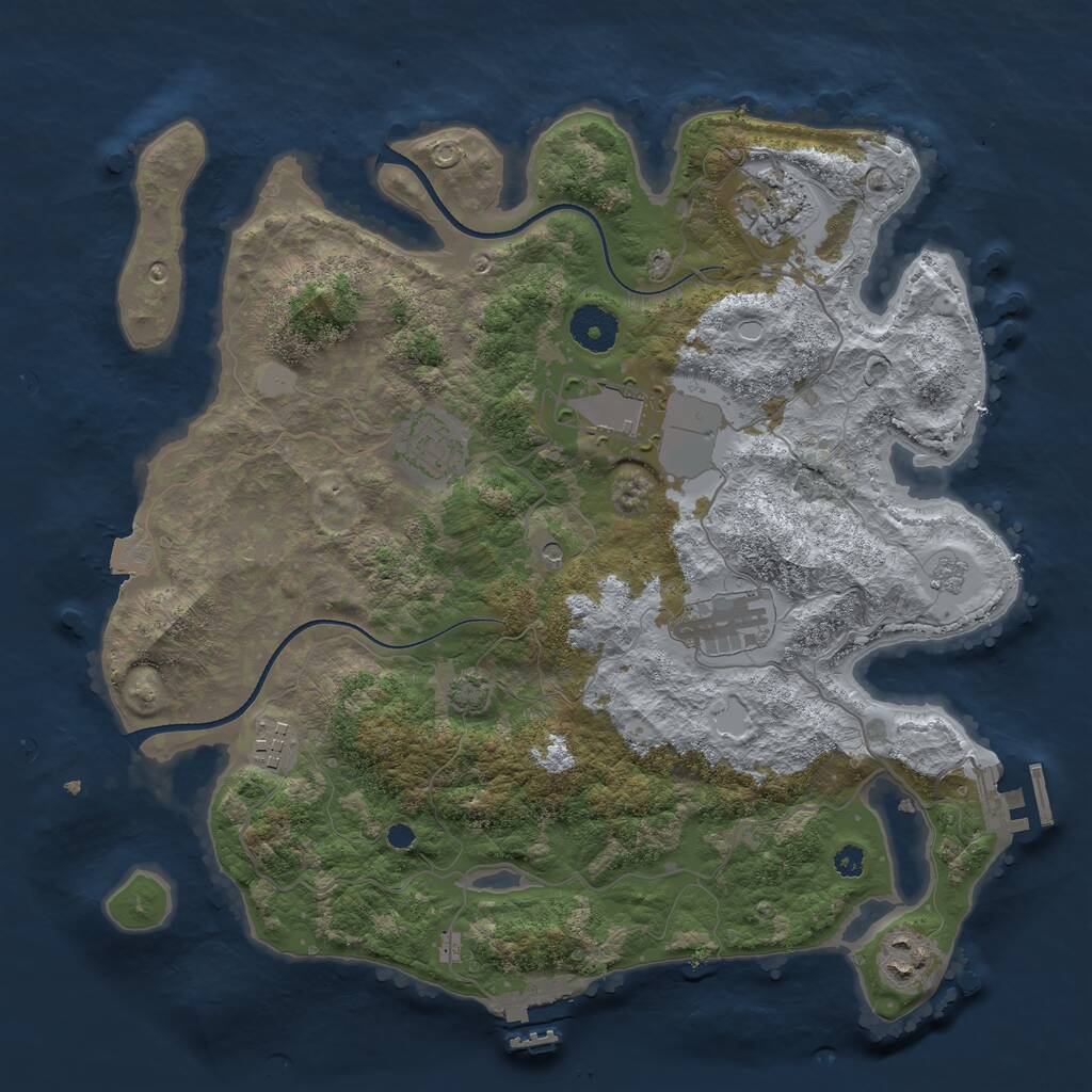 Rust Map: Procedural Map, Size: 3500, Seed: 171535142, 12 Monuments