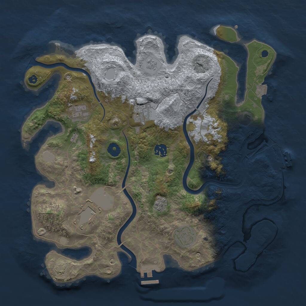 Rust Map: Procedural Map, Size: 3500, Seed: 2079133313, 12 Monuments