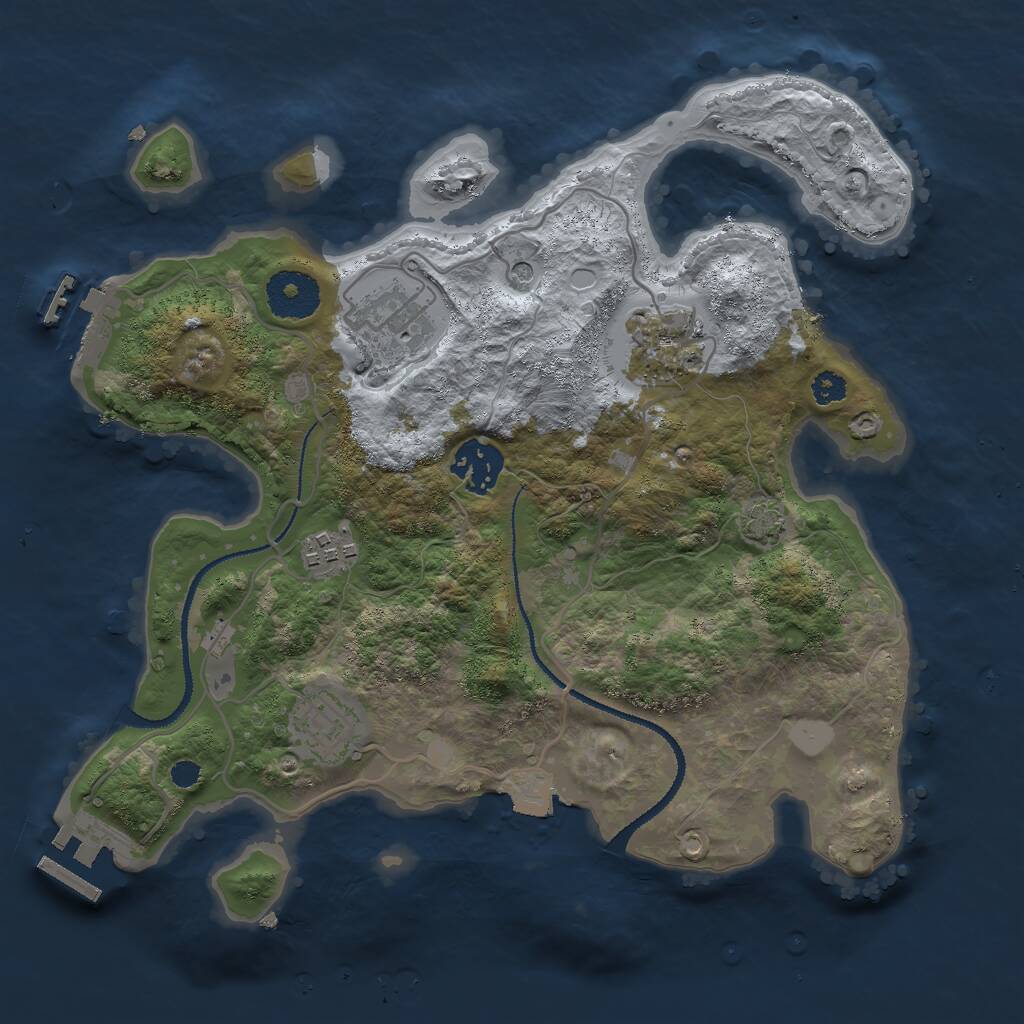 Rust Map: Procedural Map, Size: 3000, Seed: 3307, 10 Monuments