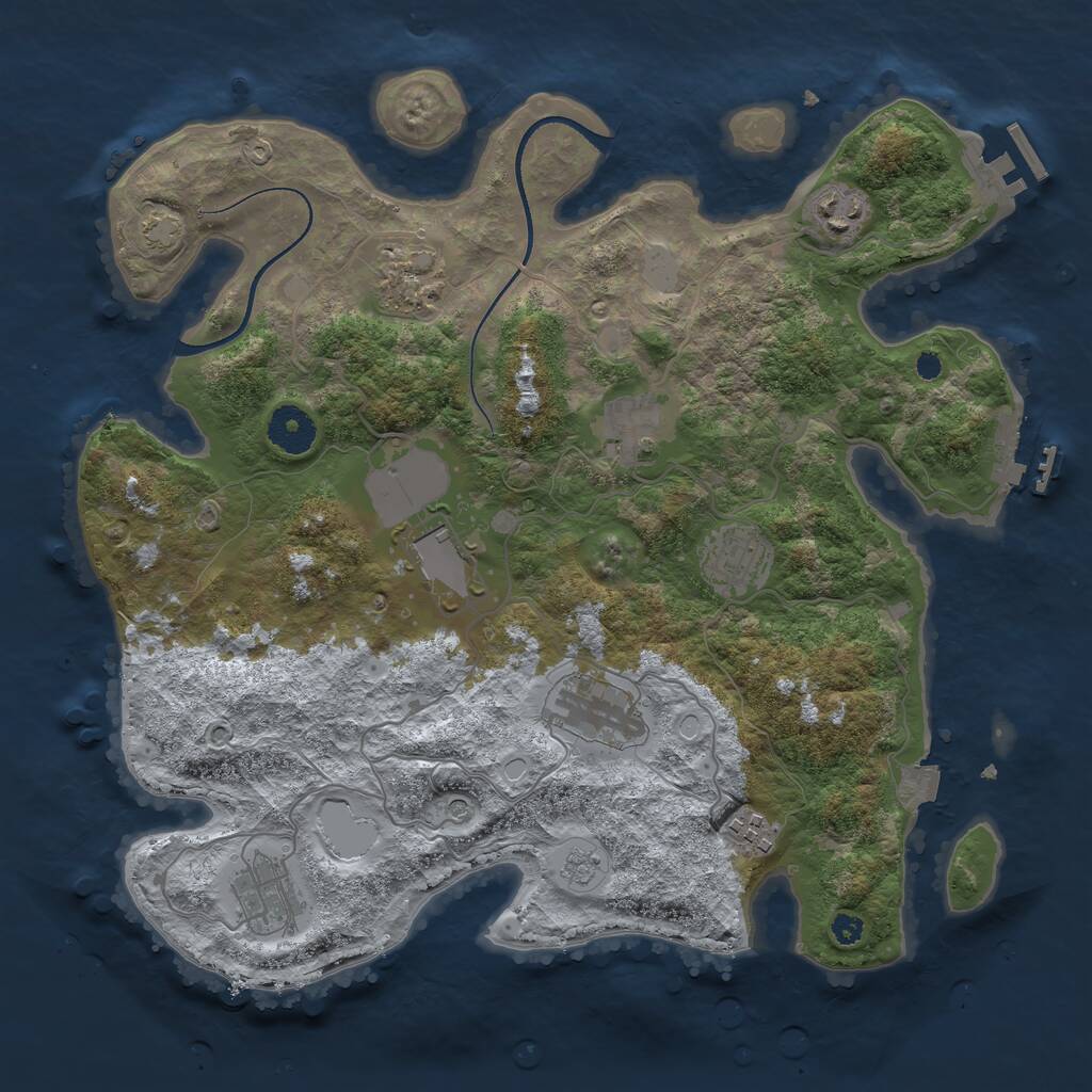 Rust Map: Procedural Map, Size: 3500, Seed: 1383124449, 14 Monuments