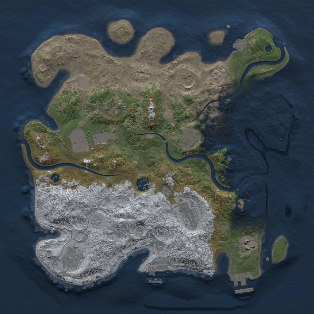 Rust Map: Procedural Map, Size: 3500, Seed: 1383124449, 15 Monuments