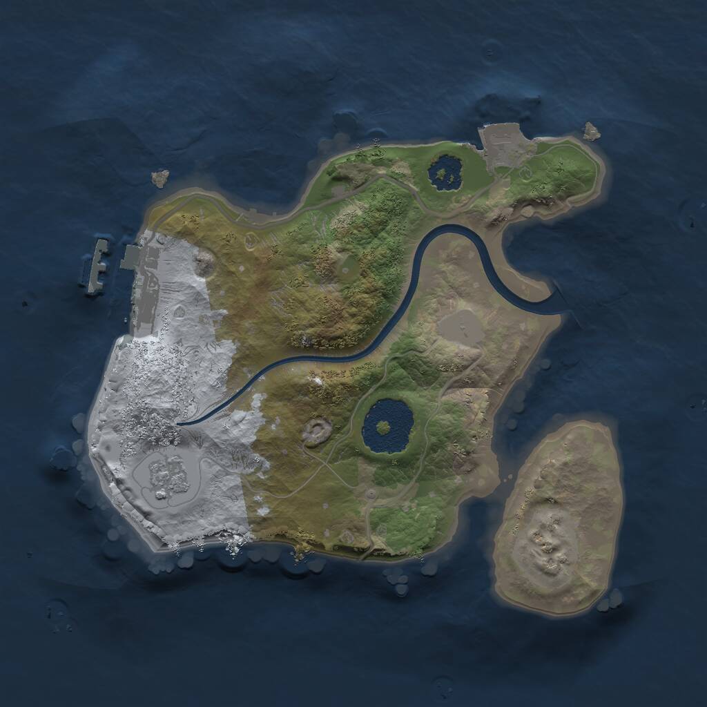 Rust Map: Procedural Map, Size: 2000, Seed: 1464947526, 3 Monuments