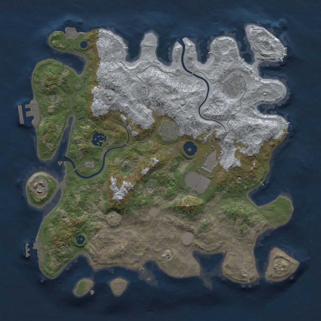Rust Map: Procedural Map, Size: 3500, Seed: 75675643, 11 Monuments