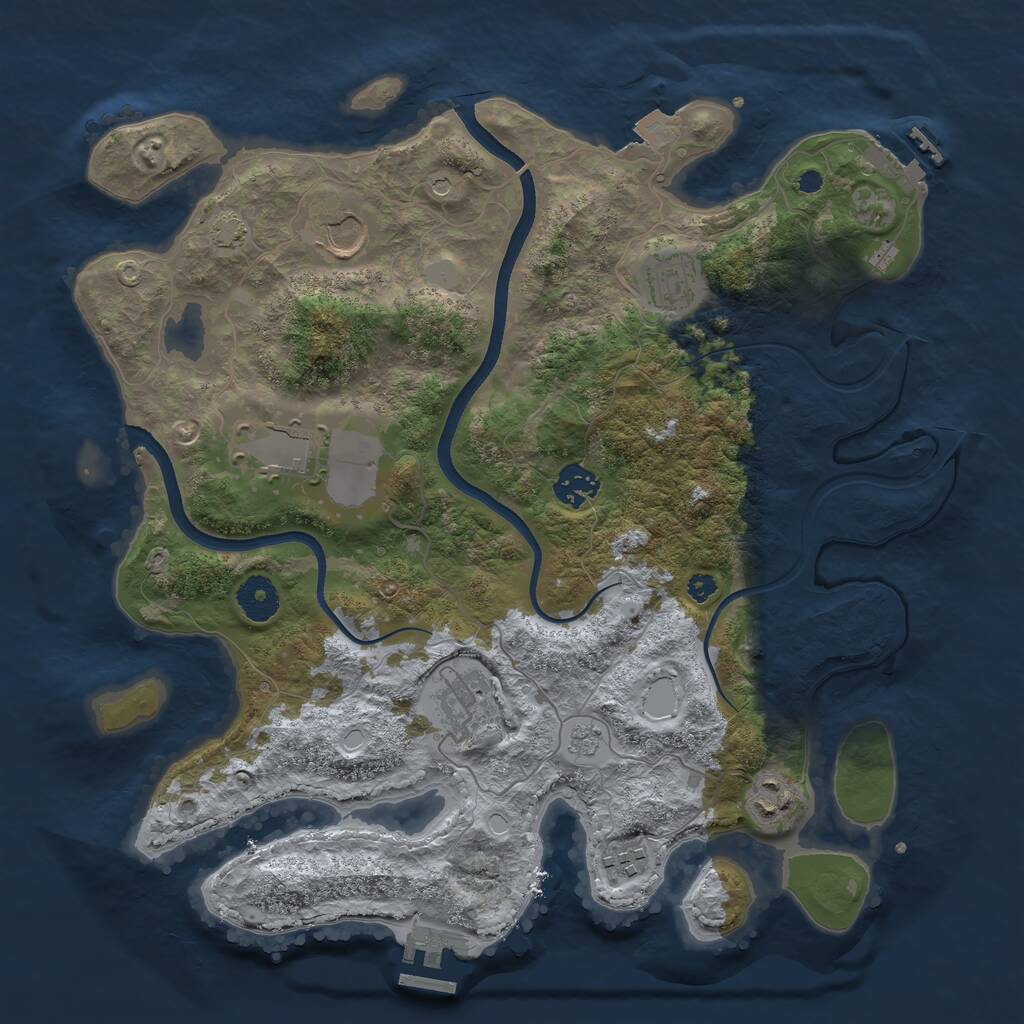 Rust Map: Procedural Map, Size: 3600, Seed: 779, 13 Monuments