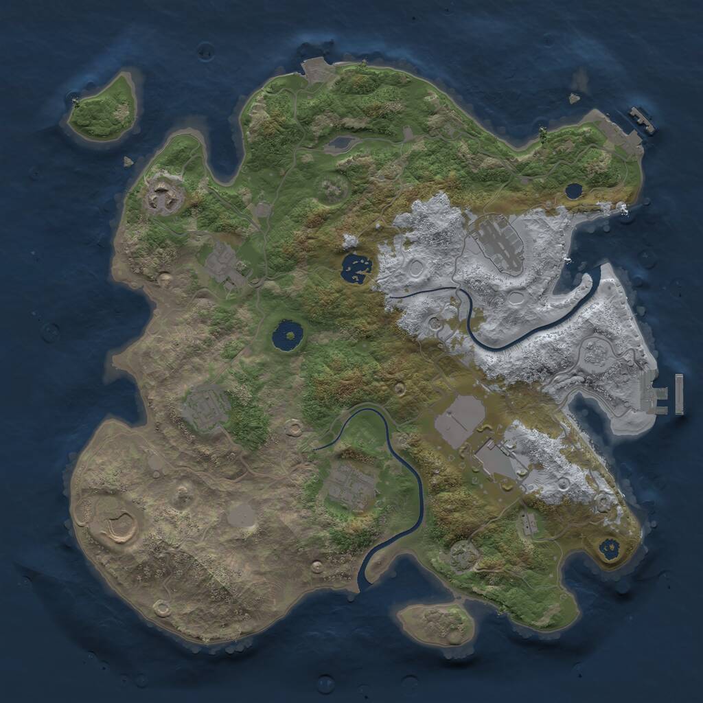 Rust Map: Procedural Map, Size: 3500, Seed: 1585026822, 14 Monuments