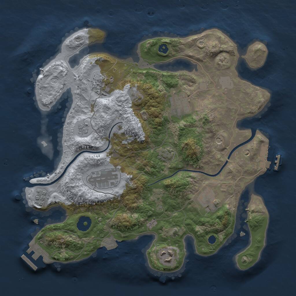 Rust Map: Procedural Map, Size: 3000, Seed: 1001366046, 12 Monuments