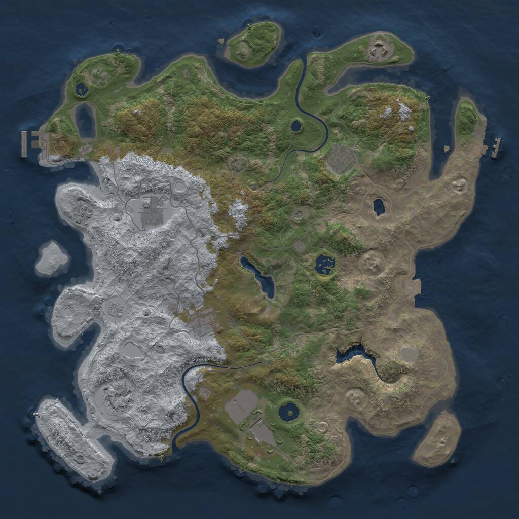 Rust Map: Procedural Map, Size: 4000, Seed: 142740717, 14 Monuments