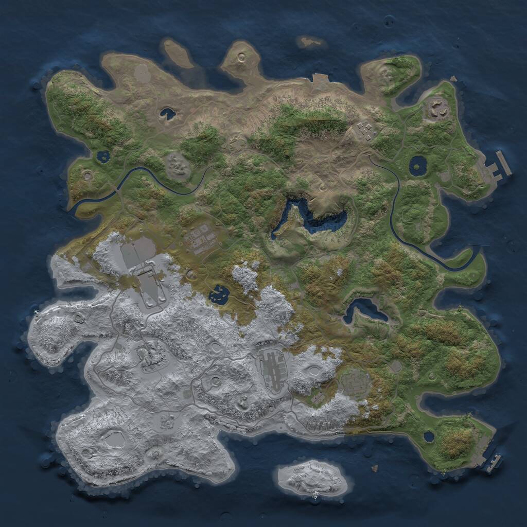 Rust Map: Procedural Map, Size: 4000, Seed: 16872342, 14 Monuments
