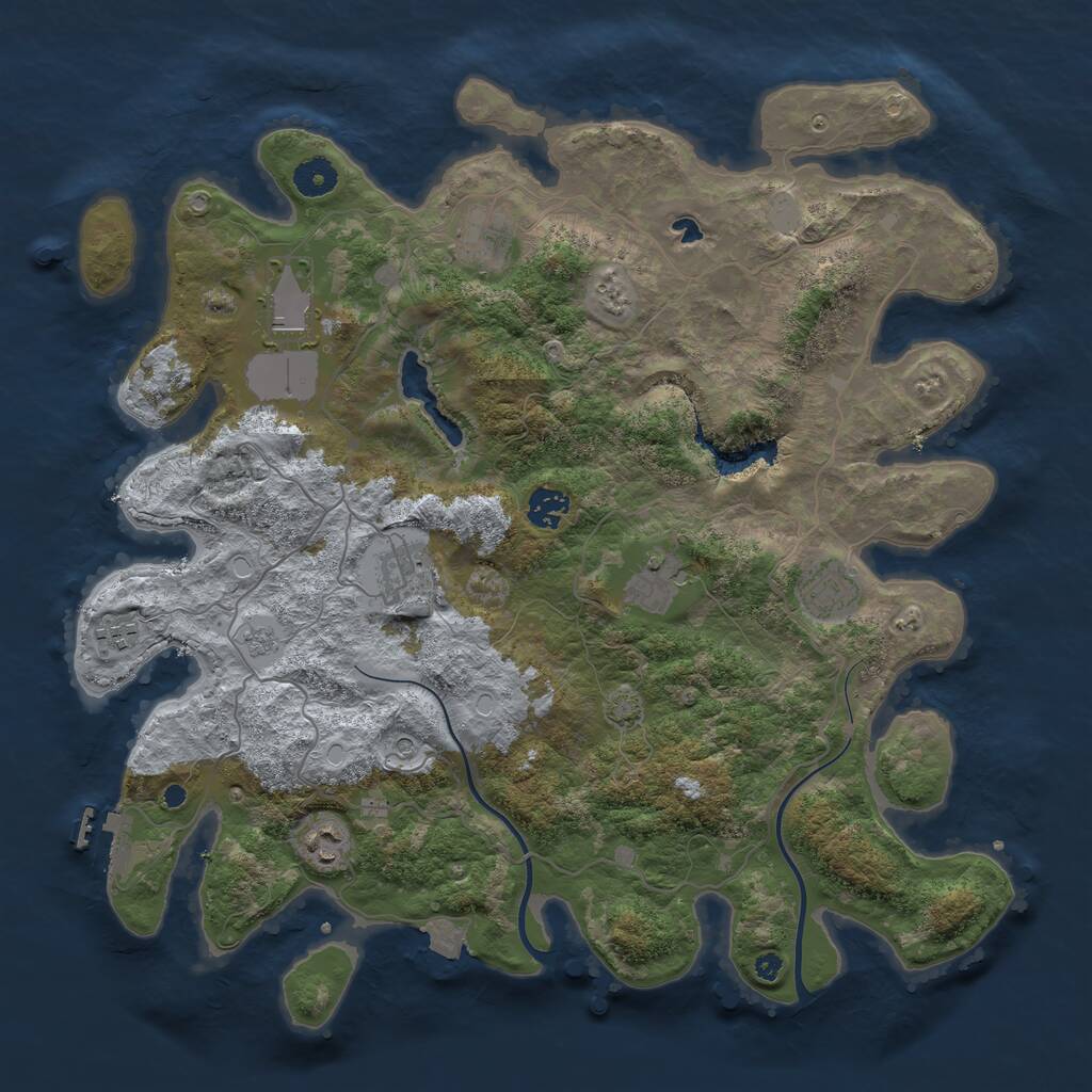 Rust Map: Procedural Map, Size: 4000, Seed: 709142956, 13 Monuments