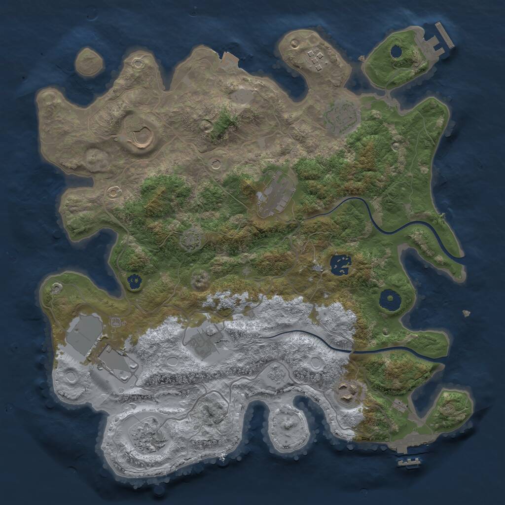 Rust Map: Procedural Map, Size: 3500, Seed: 1073161228, 15 Monuments