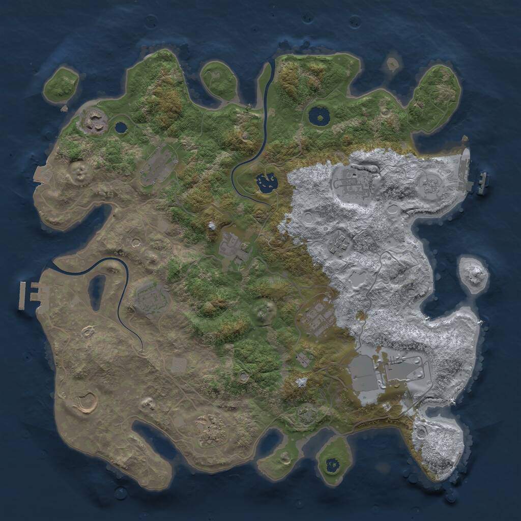 Rust Map: Procedural Map, Size: 3750, Seed: 798867089, 17 Monuments