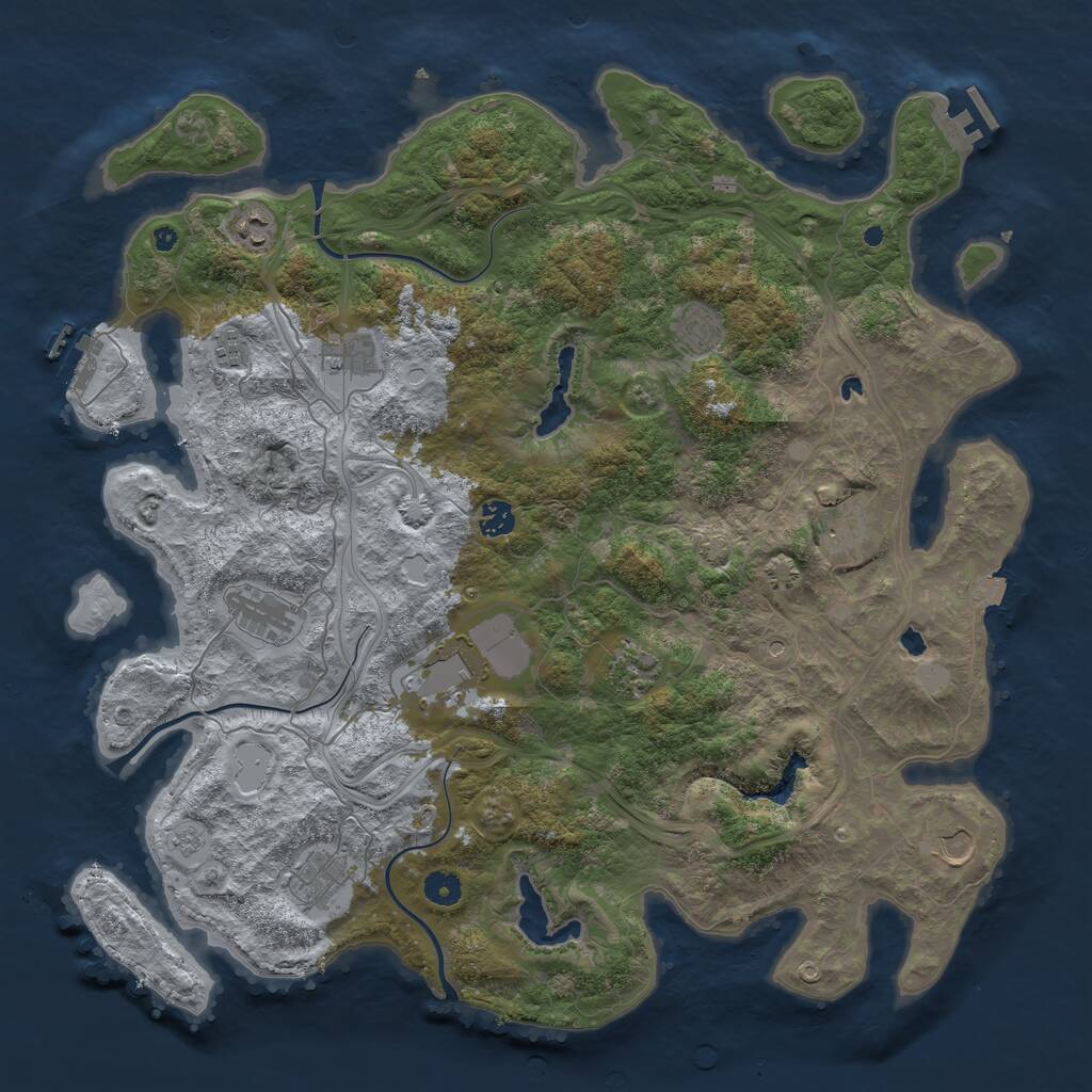 Rust Map: Procedural Map, Size: 4500, Seed: 142740717, 17 Monuments