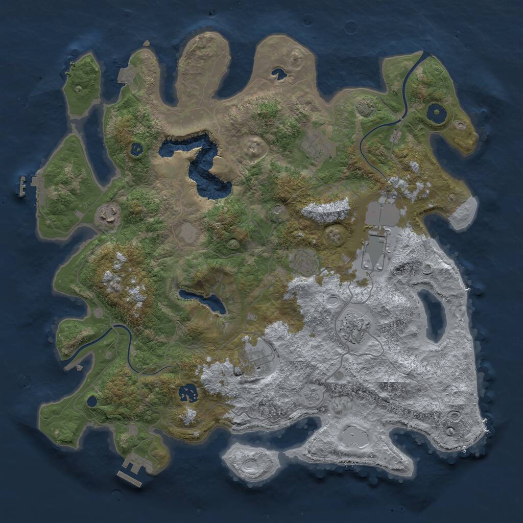 Rust Map: Procedural Map, Size: 4000, Seed: 2131224185, 13 Monuments