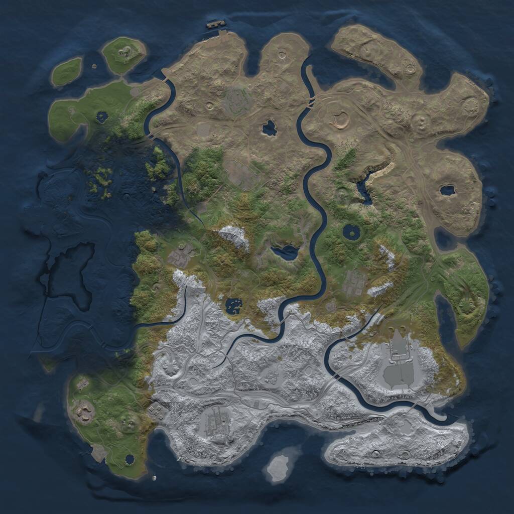 Rust Map: Procedural Map, Size: 4500, Seed: 153329540, 16 Monuments