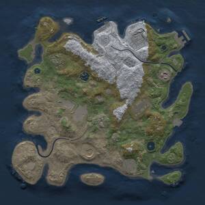 Thumbnail Rust Map: Procedural Map, Size: 3500, Seed: 303027899, 15 Monuments