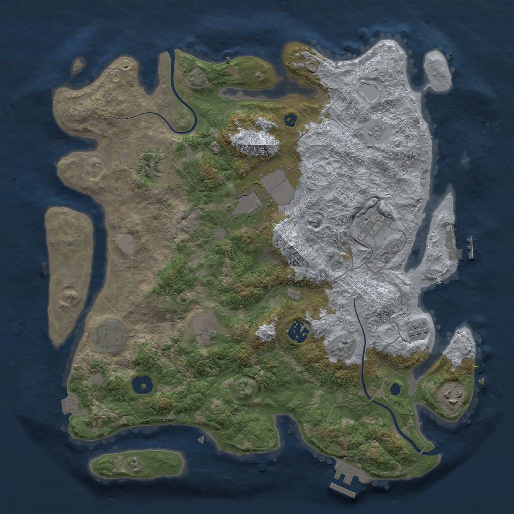 Rust Map: Procedural Map, Size: 3850, Seed: 35025498, 14 Monuments