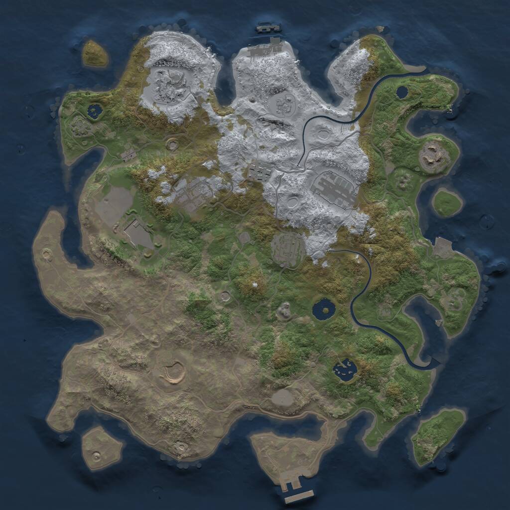 Rust Map: Procedural Map, Size: 3500, Seed: 233227054, 15 Monuments