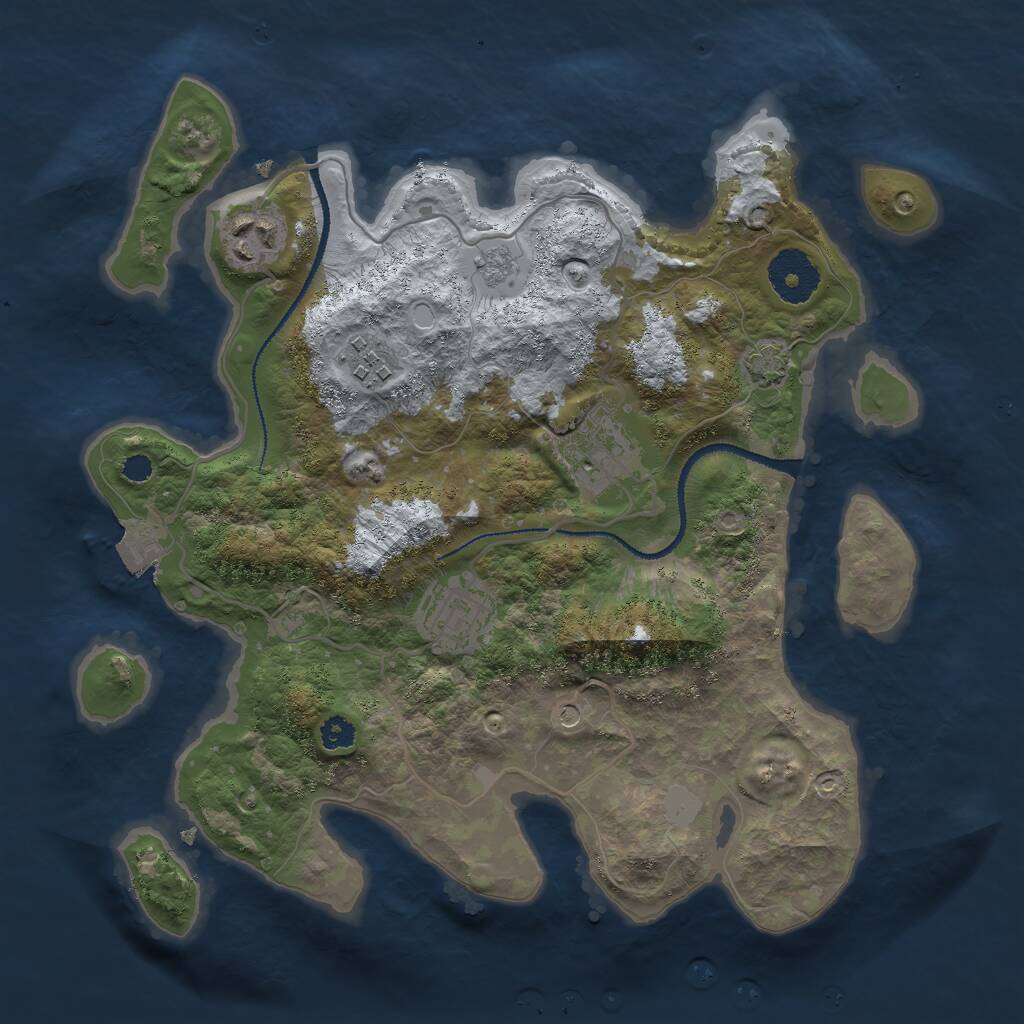 Rust Map: Procedural Map, Size: 3000, Seed: 567843, 8 Monuments