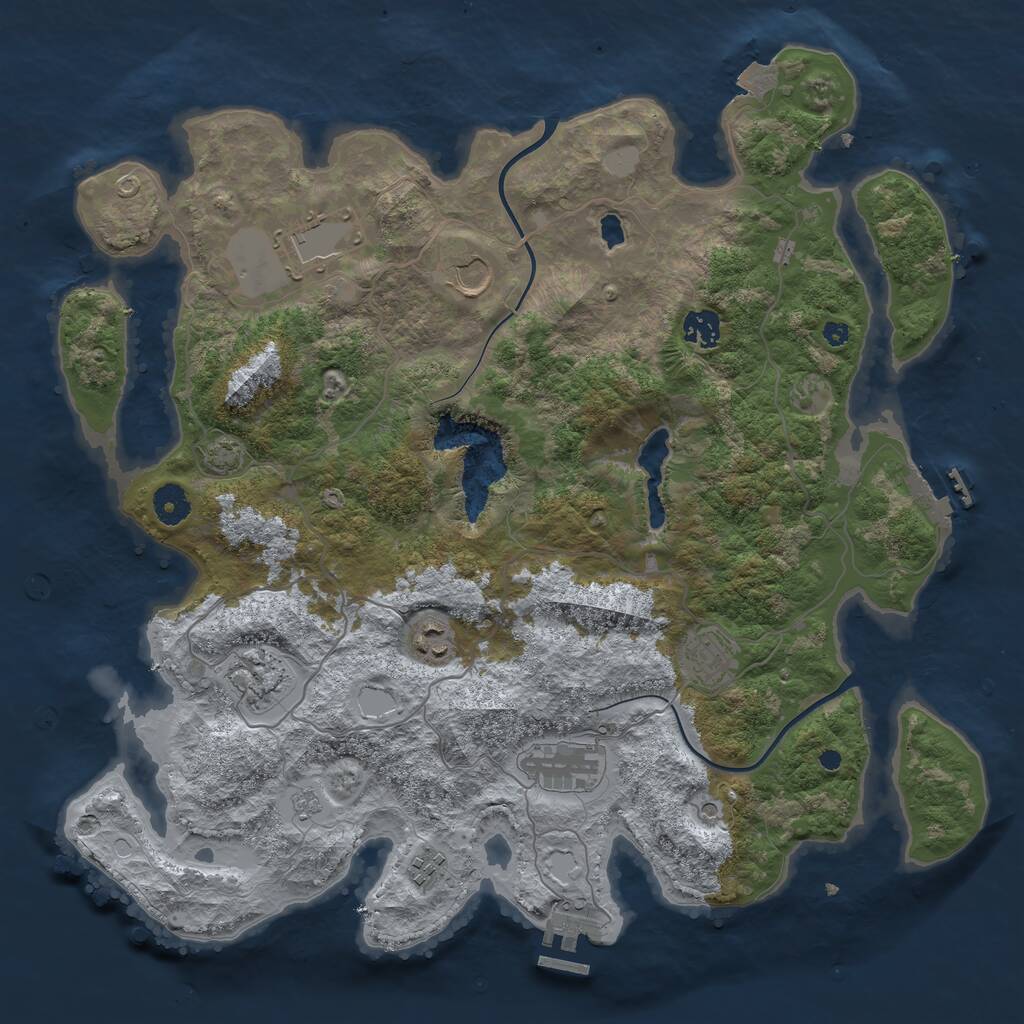 Rust Map: Procedural Map, Size: 4000, Seed: 594373419, 14 Monuments